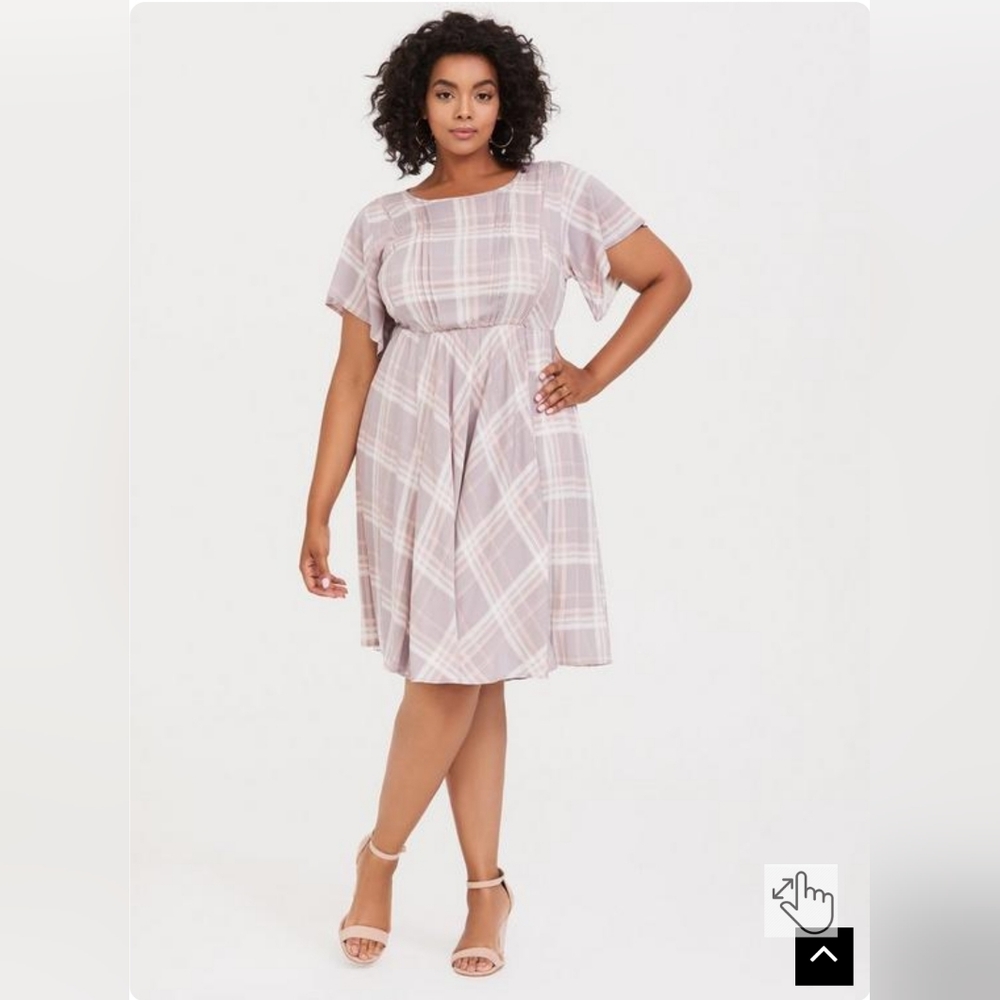 Lilac Purple & Blush Pink Plaid Challis Skater Dress Torrid